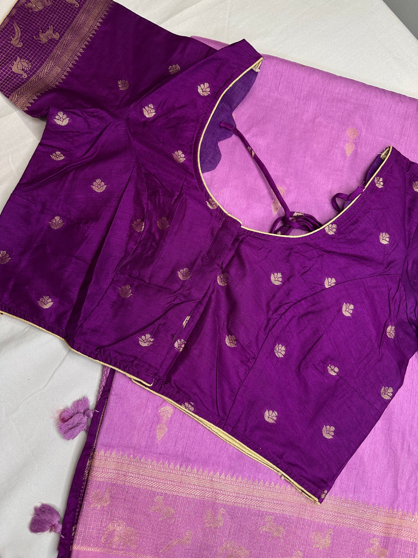 Raw Mango Silk Lavender Purple Light Weight Saree