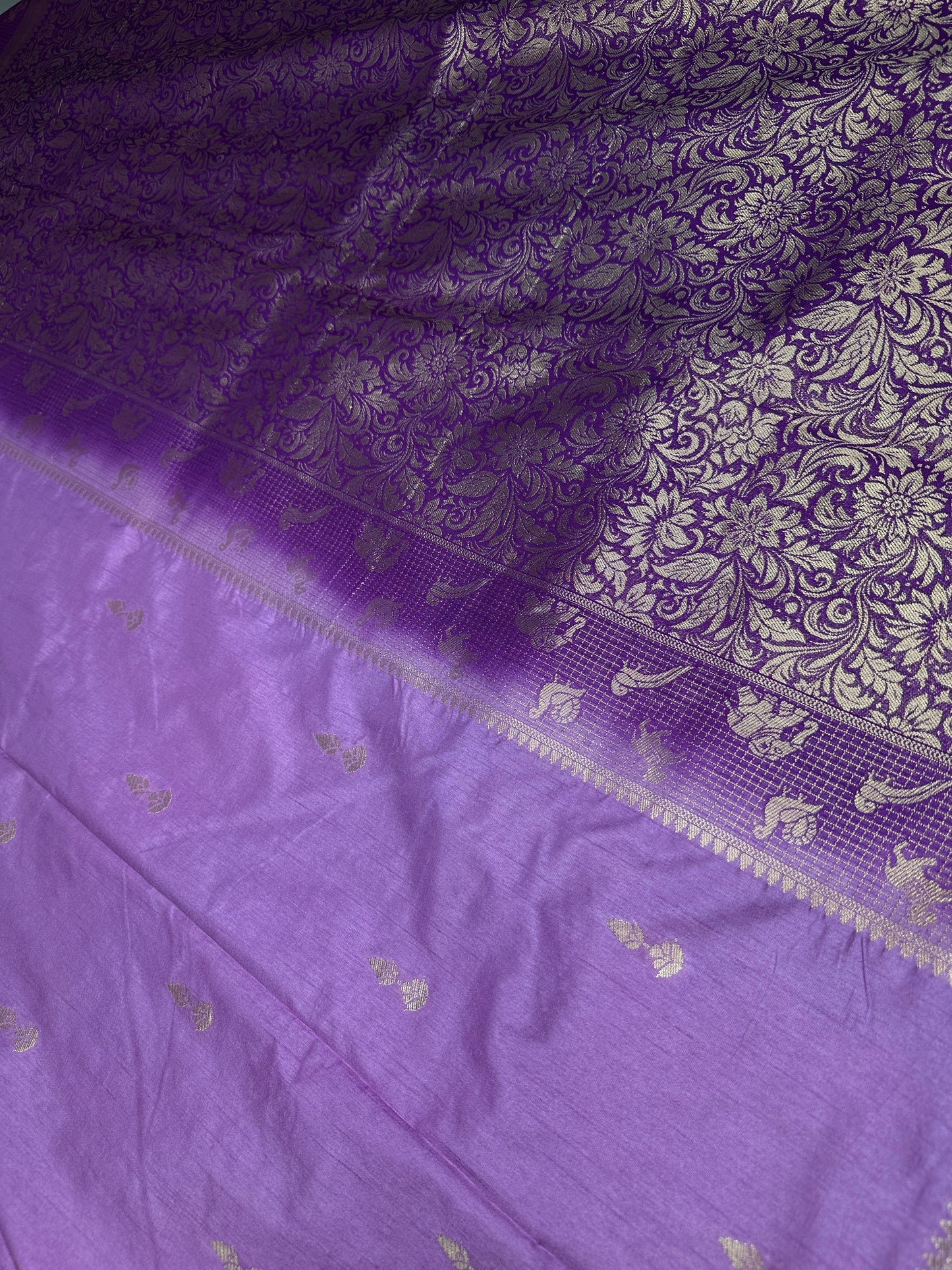 Raw Mango Silk Lavender Purple Light Weight Saree