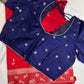 Raw Mango Silk Red Blue Light Weight Saree
