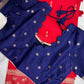 Raw Mango Silk Red Blue Light Weight Saree