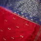Raw Mango Silk Red Blue Light Weight Saree