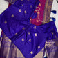 Gadwal Semi Silk Pink Blue Checks Saree