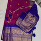 Gadwal Semi Silk Pink Blue Checks Saree