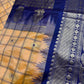 Gadwal Semi Silk Yellow Blue Checks Saree