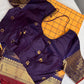 Gadwal Semi Silk Yellow Blue Checks Saree