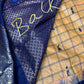 Gadwal Semi Silk Yellow Blue Checks Saree