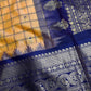 Gadwal Semi Silk Yellow Blue Checks Saree