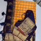 Gadwal Semi Silk Yellow Blue Checks Saree