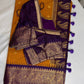Gadwal Semi Silk Mustard Yellow Checks Saree