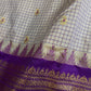 Gadwal Semi Silk Cream Purple Checks Saree