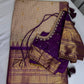 Gadwal Semi Silk Cream Purple Checks Saree
