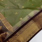 Gadwal Semi Silk Green Brown Checks Saree