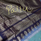 Gadwal Semi Silk Green Brown Checks Saree
