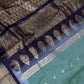 Gadwal Semi Silk Green Brown Checks Saree