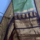 Gadwal Semi Silk Green Brown Checks Saree