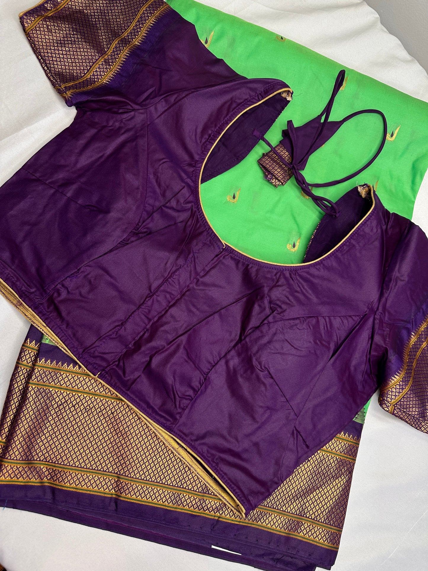 Semi Gadwal  Silk Paithani Green Purple Saree