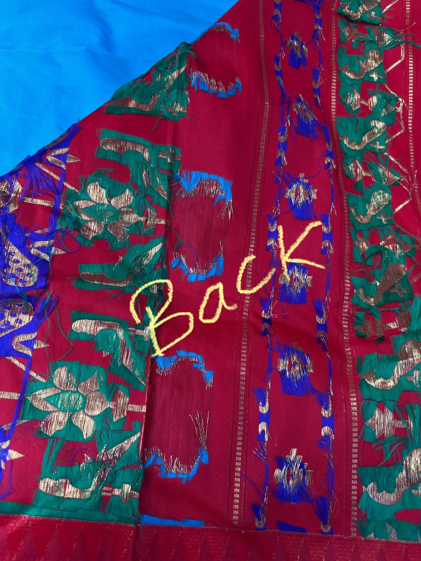Semi Gadwal  Silk Paithani Blue Red Saree