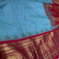 Gadwal Semi Silk Blue Red Saree