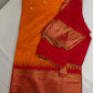 Semi Gadwal  Silk Paithani Yellow Red Saree