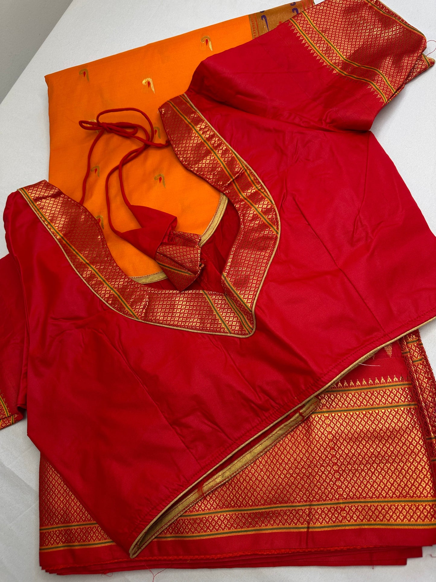 Semi Gadwal  Silk Paithani Yellow Red Saree