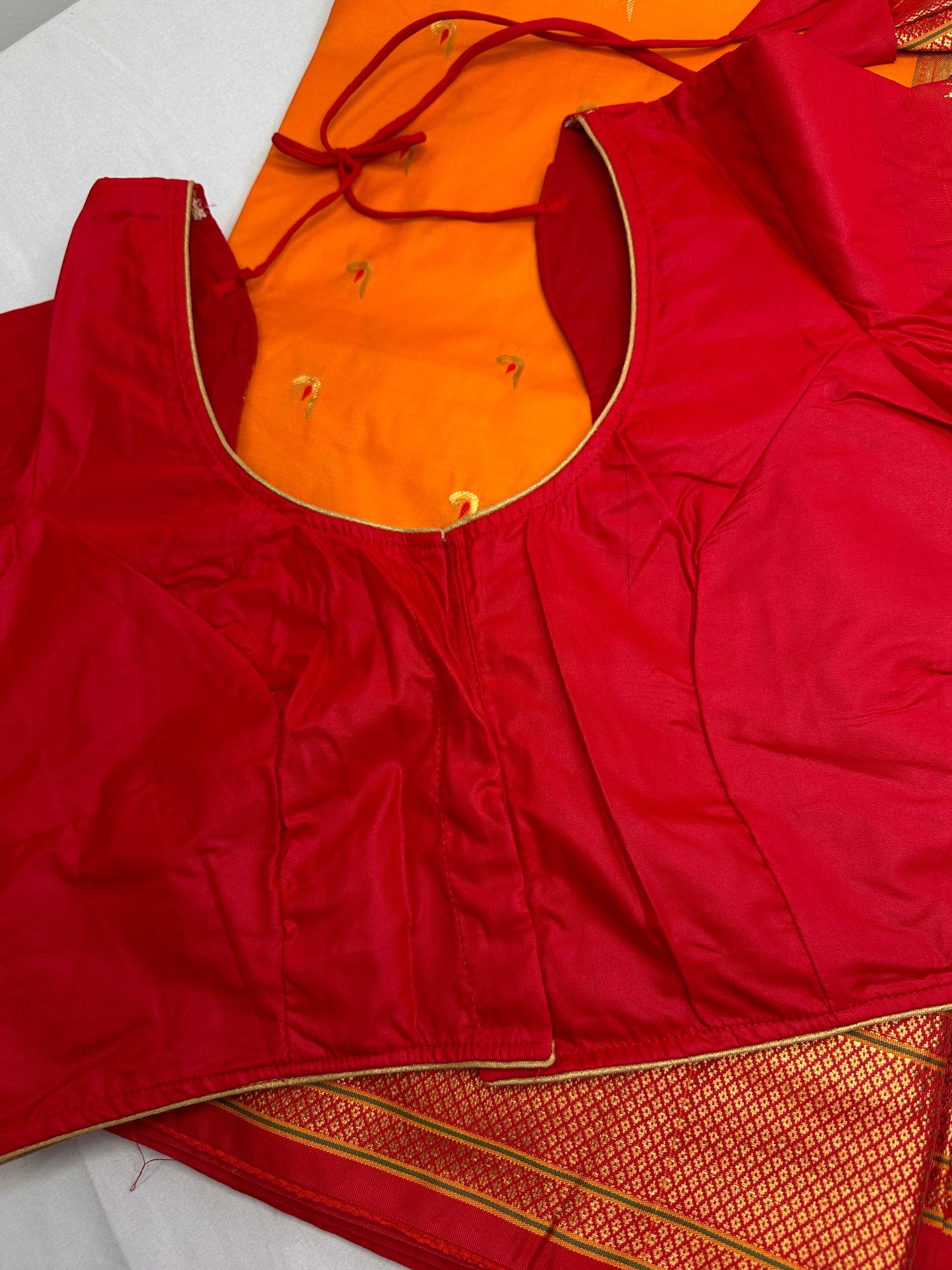 Semi Gadwal  Silk Paithani Yellow Red Saree