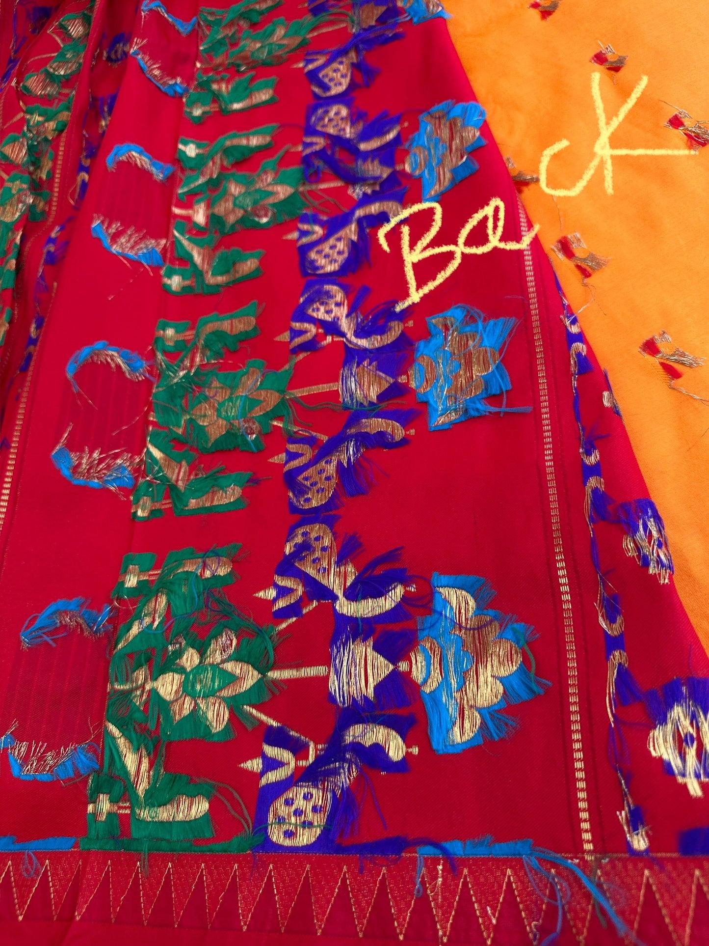 Semi Gadwal  Silk Paithani Yellow Red Saree