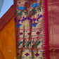 Semi Gadwal  Silk Paithani Yellow Red Saree