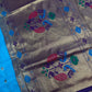 Semi Gadwal  Silk Paithani Blue Purple Saree