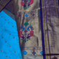 Semi Gadwal  Silk Paithani Blue Purple Saree