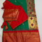 Semi Gadwal  Silk Paithani Green Red Saree