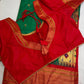 Semi Gadwal  Silk Paithani Green Red Saree