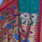 Semi Gadwal  Silk Paithani Green Red Saree