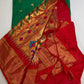 Semi Gadwal  Silk Paithani Green Red Saree