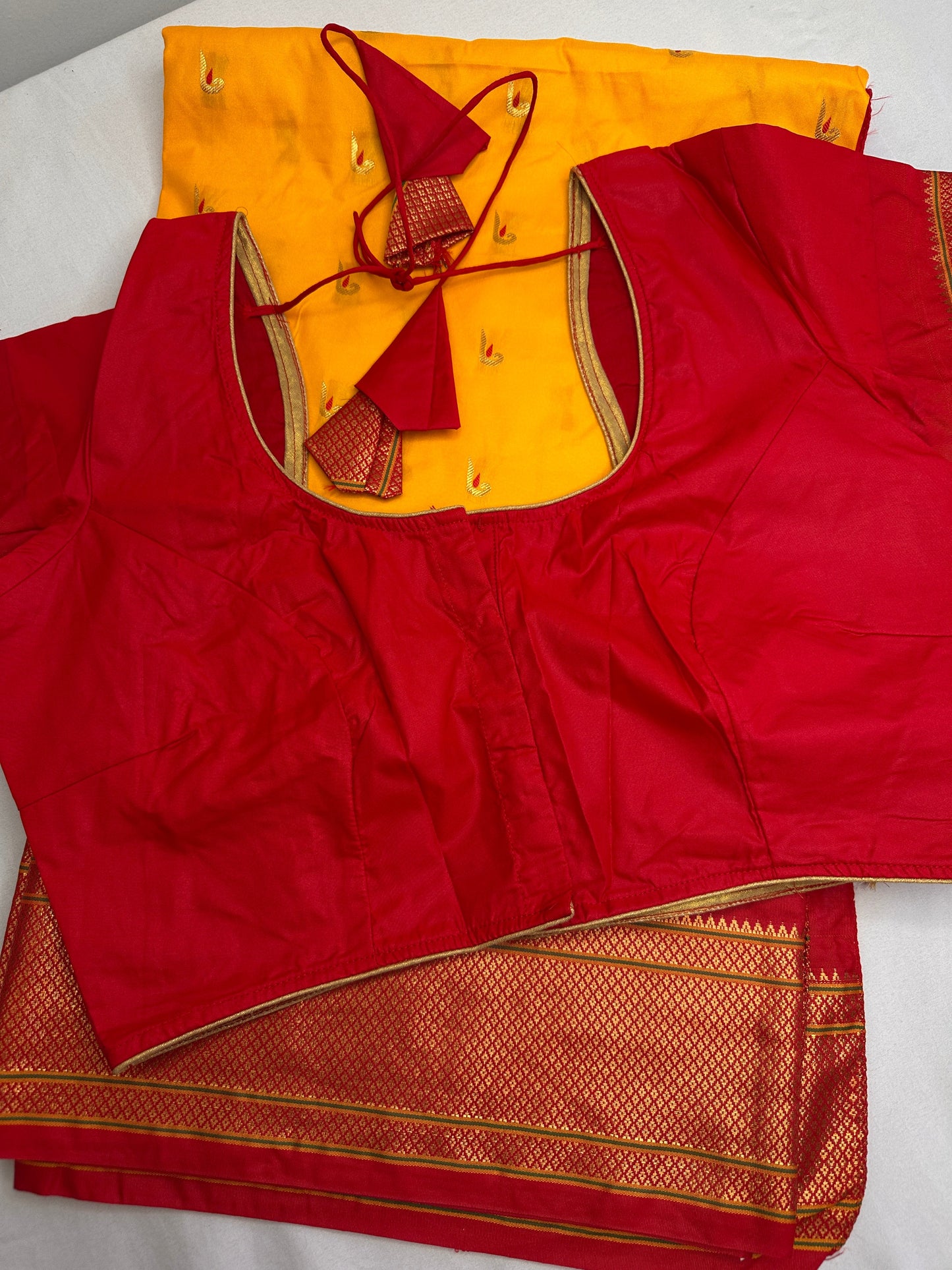 Semi Gadwal  Silk Paithani Yellow Red Saree