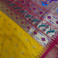 Semi Gadwal  Silk Paithani Yellow Red Saree
