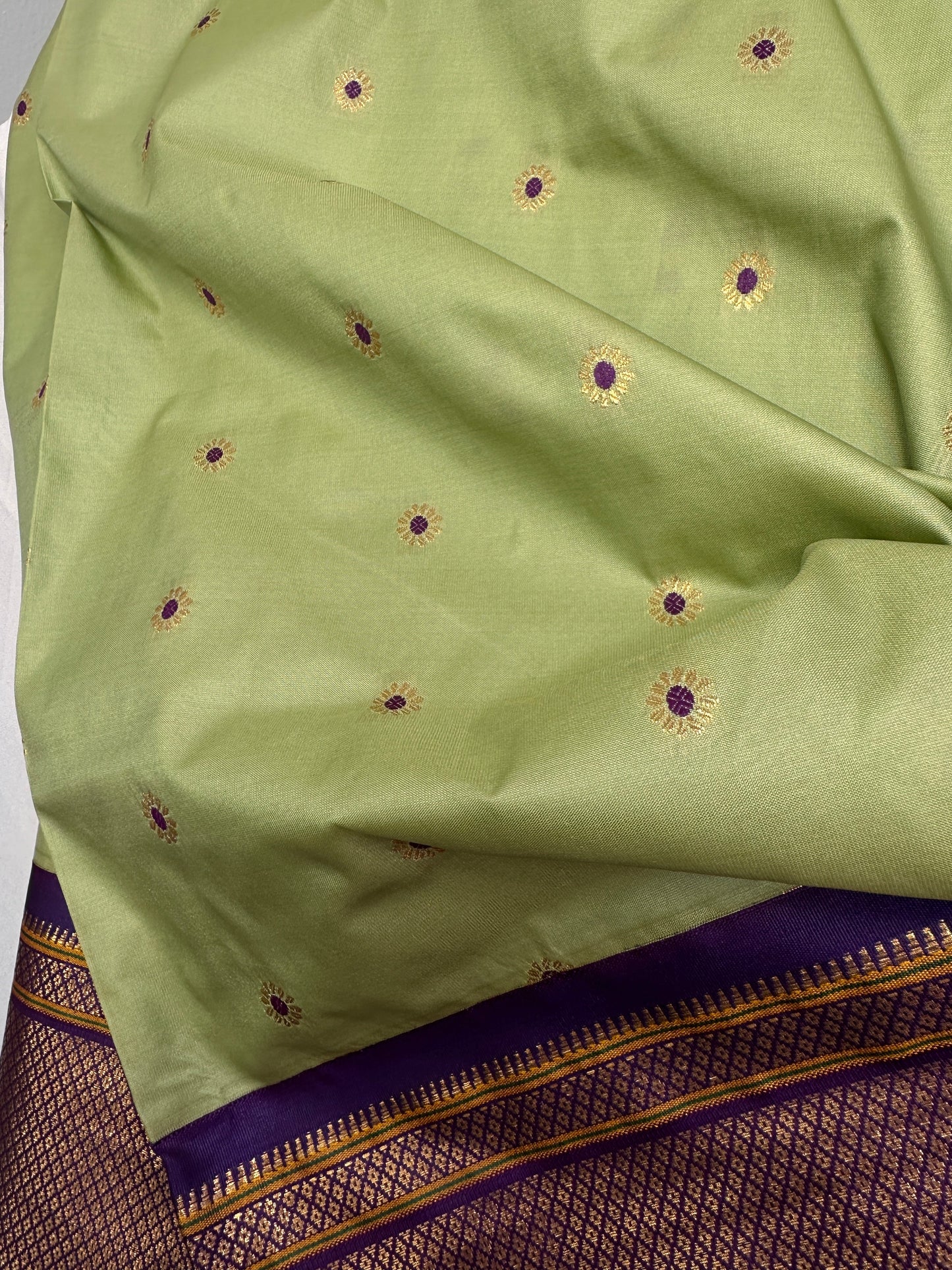 Semi Gadwal  Silk Paithani Green Purple Saree