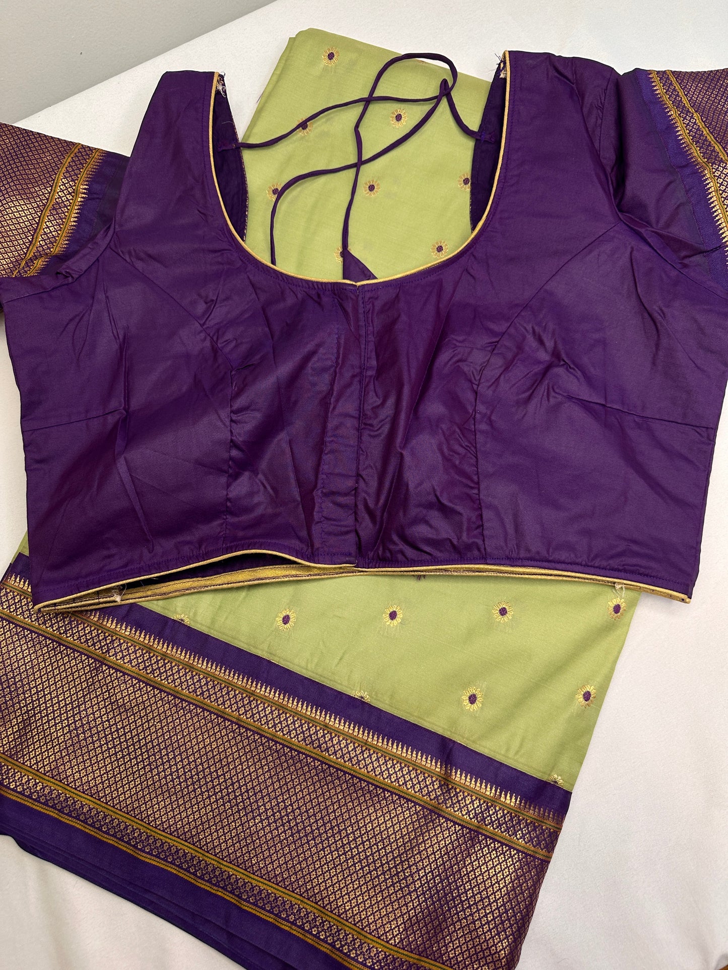 Semi Gadwal  Silk Paithani Green Purple Saree