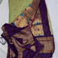 Semi Gadwal  Silk Paithani Green Purple Saree