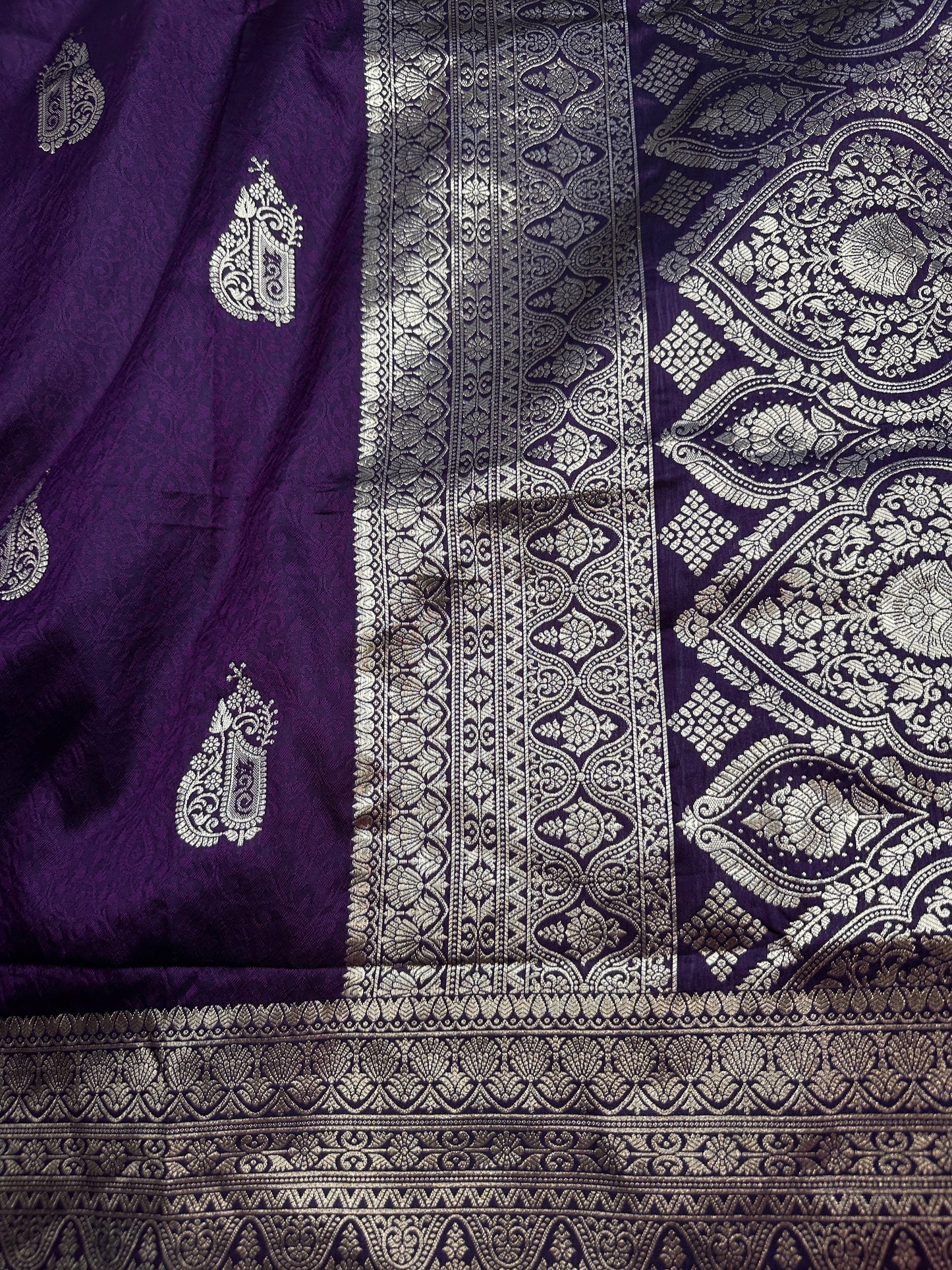 Self Weaving Purple Zari Silk Saree