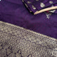 Self Weaving Purple Zari Silk Saree