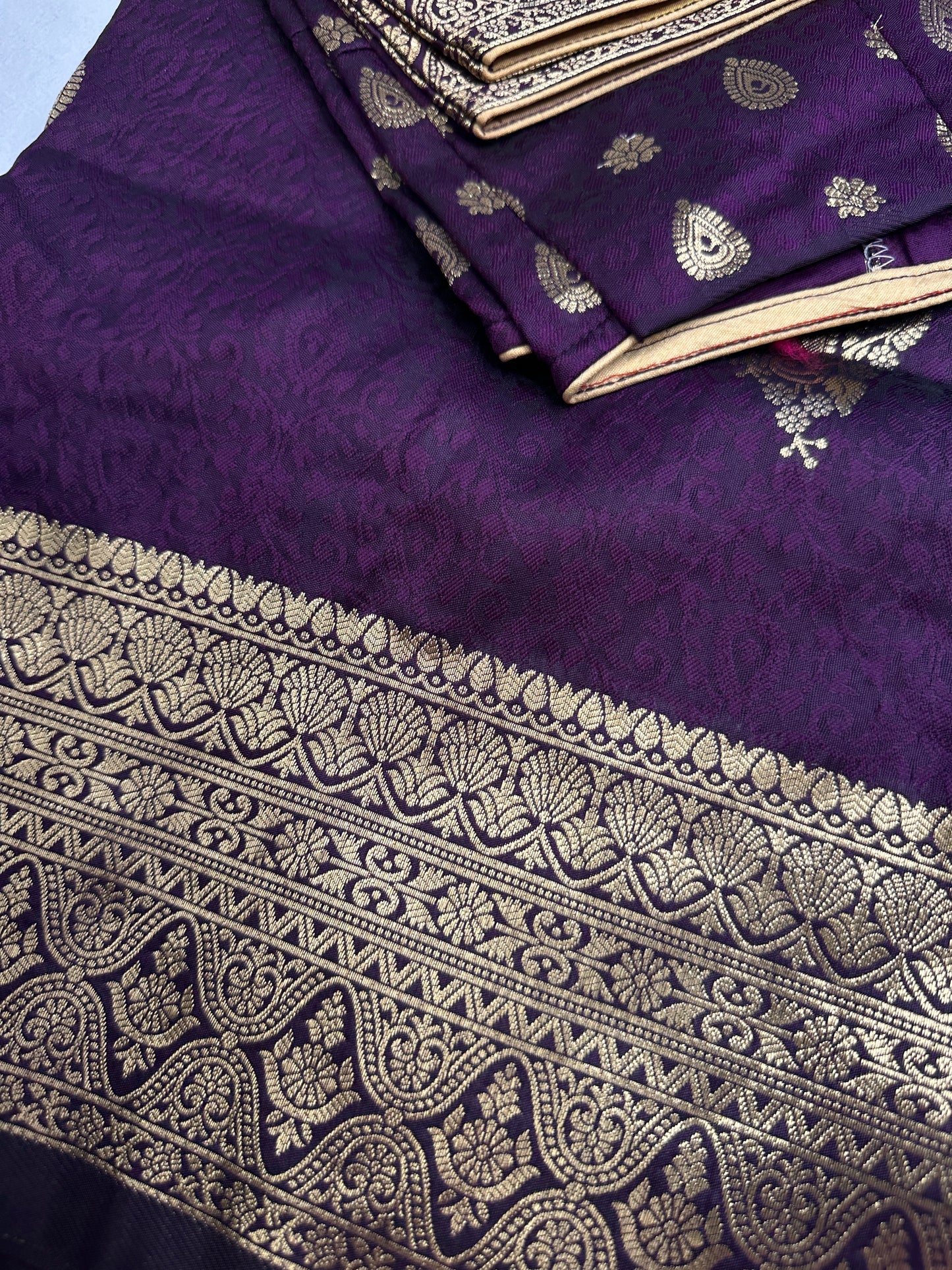 Self Weaving Purple Zari Silk Saree