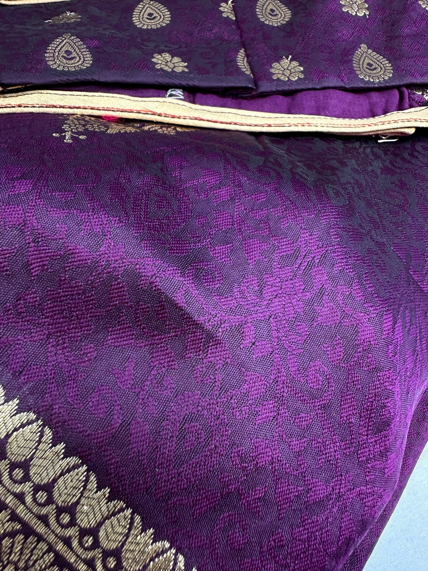 Self Weaving Purple Zari Silk Saree