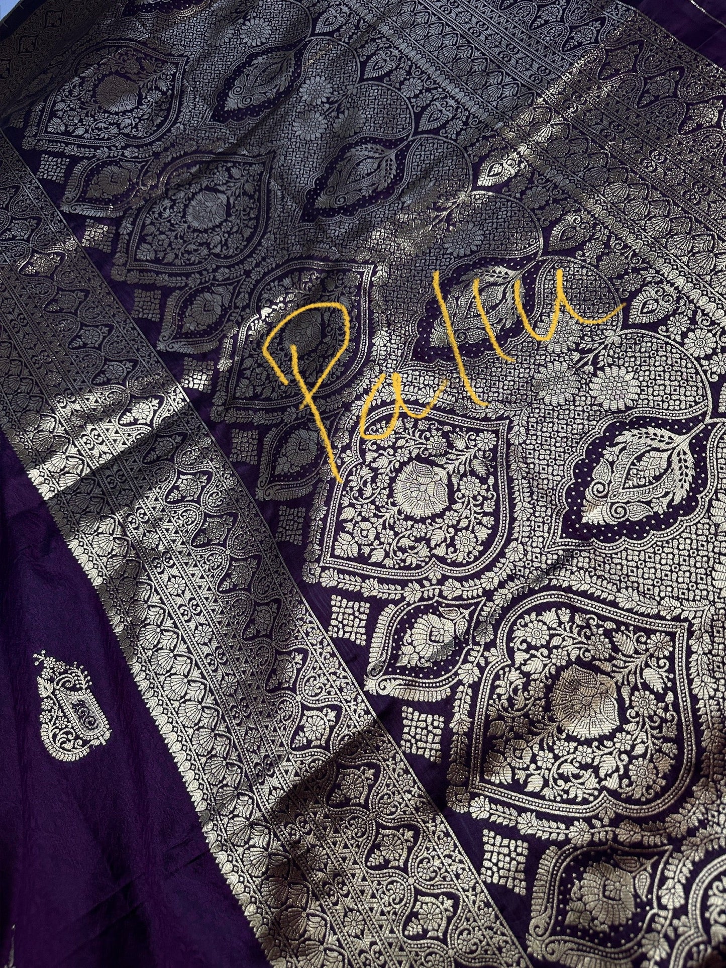 Self Weaving Purple Zari Silk Saree