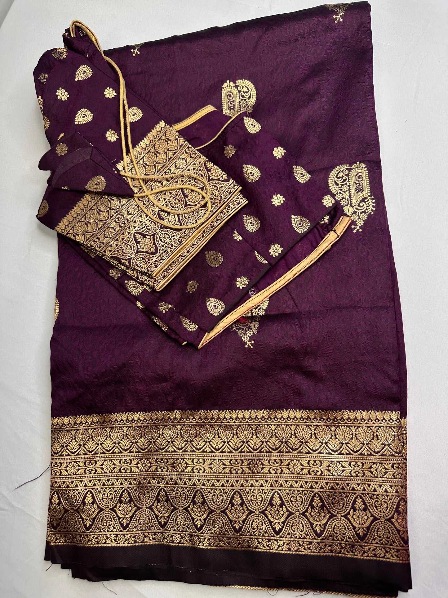 Self Weaving Purple Zari Silk Saree