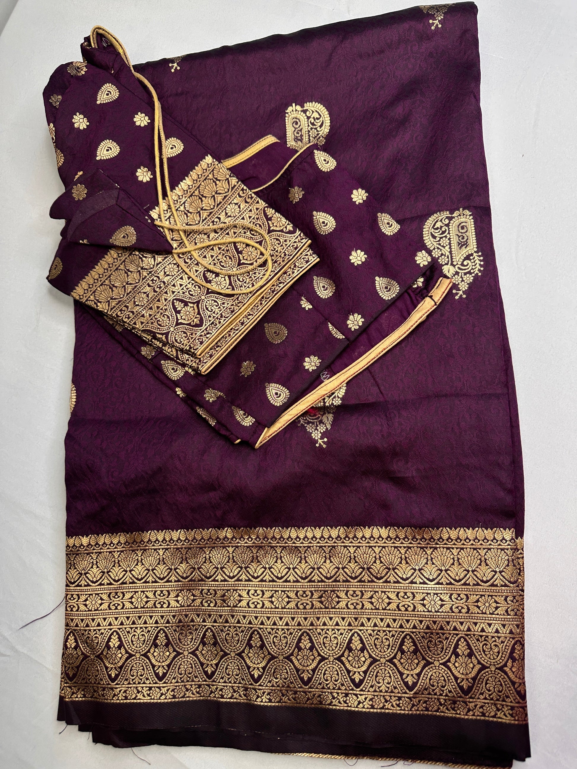 Self Weaving Purple Zari Silk Saree