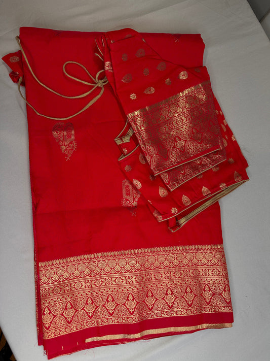 Self Weaving Pink Zari Silk Saree