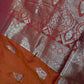 Self Weaving OrangeZari Silk Saree