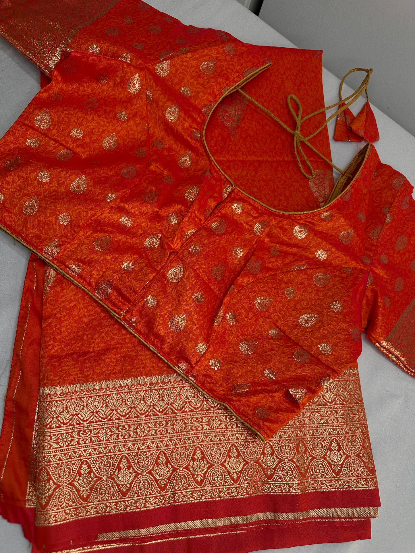 Self Weaving OrangeZari Silk Saree