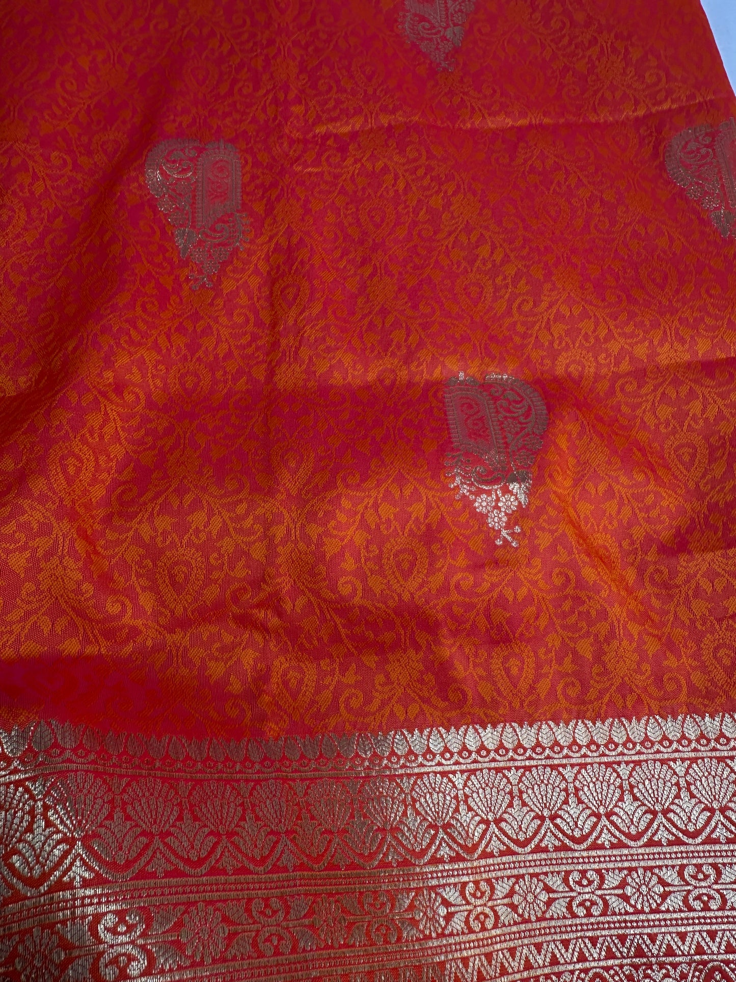 Self Weaving OrangeZari Silk Saree