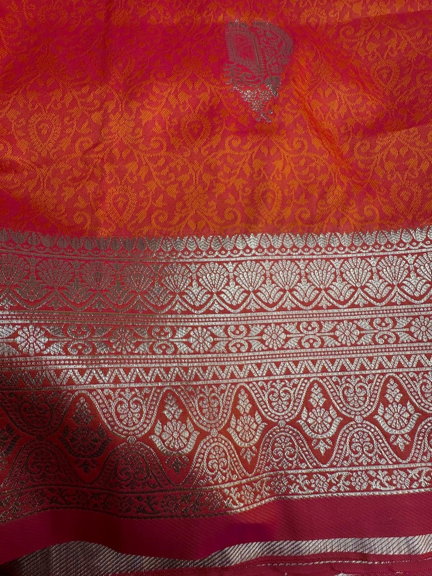 Self Weaving OrangeZari Silk Saree
